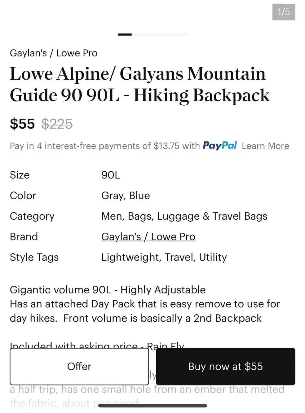 Galyan’s Mountain Guide 90 (90 L). Galyan’s